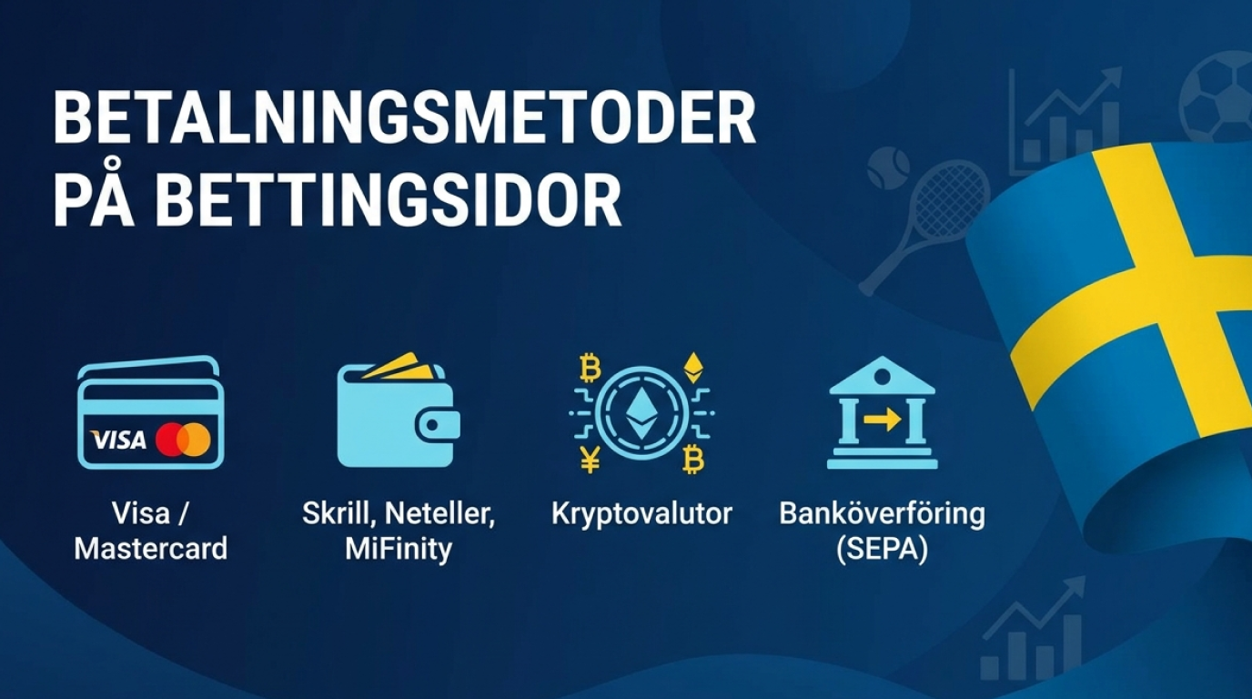 Betalningsmetoder på bettingsidor utan svensk licens med information om kort, e-plånböcker, banköverföringar och kryptovalutor